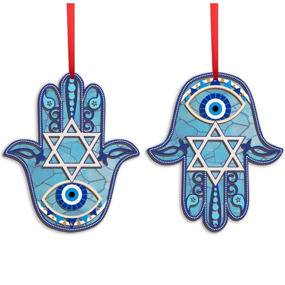 Blue Hamsa Hand Holiday Ornament